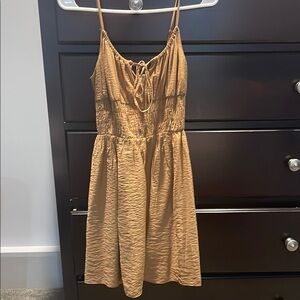 LOFT Tan Mini Dress with Spaghetti Straps